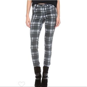 Alice and Olivia Textured Plaid Skinny Pants